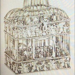 Distressed White Decorative Metal Bird Cage